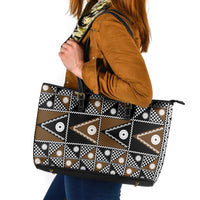 Fiji Brown Masi Pattern Leather Tote Bag Fijian Tapa