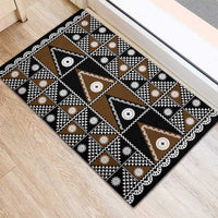 Fiji Brown Masi Pattern Rubber Doormat Fijian Tapa