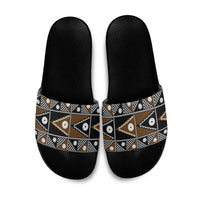 Fiji Brown Masi Pattern Slide Sandals Fijian Tapa