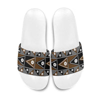 Fiji Brown Masi Pattern Slide Sandals Fijian Tapa