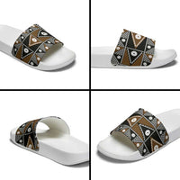 Fiji Brown Masi Pattern Slide Sandals Fijian Tapa