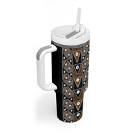 Fiji Brown Masi Pattern Tumbler With Handle Fijian Tapa LT01 - Polynesian Pride