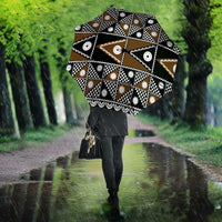 Fiji Brown Masi Pattern Umbrella Fijian Tapa LT01 - Polynesian Pride
