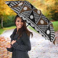 Fiji Brown Masi Pattern Umbrella Fijian Tapa LT01 - Polynesian Pride