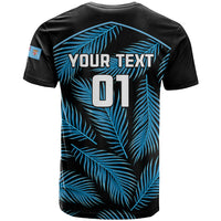 Custom Fiji Rugby T Shirt Flying Fijians Blue Palm Tree Version LT01 - Polynesian Pride