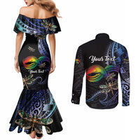 Personalised Polynesian Memorial Couples Matching Mermaid Dress and Long Sleeve Button Shirt As Long As I Breathe You'll Be Remembered