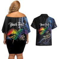 Personalised Polynesian Memorial Couples Matching Off Shoulder Short Dress and Hawaiian Shirt As Long As I Breathe You'll Be Remembered