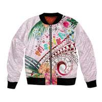 Pasifika Festival Bomber Jacket Tribal Pattern Tropical Style LT01 Unisex Pink - Polynesian Pride