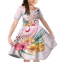 Pasifika Festival Family Matching Mermaid Dress and Hawaiian Shirt Tribal Pattern Tropical Style LT01 Daughter's Dress Pink - Polynesian Pride