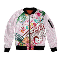 Pasifika Festival Sleeve Zip Bomber Jacket Tribal Pattern Tropical Style LT01 Unisex Pink - Polynesian Pride