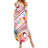 Pasifika Festival Summer Maxi Dress Tribal Pattern Tropical Style LT01 Women Pink - Polynesian Pride