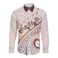Pasifika Festival Long Sleeve Button Shirt Vintage Tribal Pattern LT01 Unisex Brown - Polynesian Pride