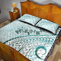 Pasifika Festival Quilt Bed Set Tribal Pattern Teal Version