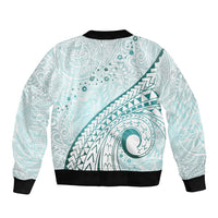 Pasifika Festival Sleeve Zip Bomber Jacket Tribal Pattern Teal Version LT01 - Polynesian Pride