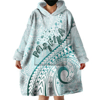 Pasifika Festival Wearable Blanket Hoodie Tribal Pattern Teal Version LT01