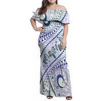 Pasifika Festival Family Matching Off Shoulder Maxi Dress and Hawaiian Shirt Tribal Pattern Violet Version LT01 Mom's Dress Purple - Polynesian Pride