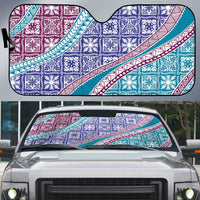 Hawaiian Quilt Pattern Auto Sun Shade Purple Blue Color Mixed LT01 Purple - Polynesian Pride