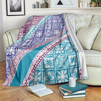 Hawaiian Quilt Pattern Blanket Purple Blue Color Mixed LT01 Purple - Polynesian Pride