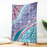 Hawaiian Quilt Pattern Blanket Purple Blue Color Mixed LT01 - Polynesian Pride