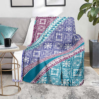 Hawaiian Quilt Pattern Blanket Purple Blue Color Mixed LT01 - Polynesian Pride