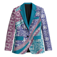 Hawaiian Quilt Pattern Blazer Purple Blue Color Mixed LT01 Unisex Purple - Polynesian Pride