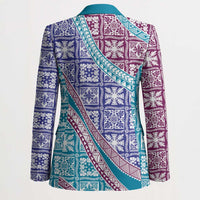 Hawaiian Quilt Pattern Blazer Purple Blue Color Mixed LT01 - Polynesian Pride