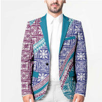 Hawaiian Quilt Pattern Blazer Purple Blue Color Mixed LT01 - Polynesian Pride