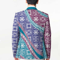 Hawaiian Quilt Pattern Blazer Purple Blue Color Mixed LT01 - Polynesian Pride