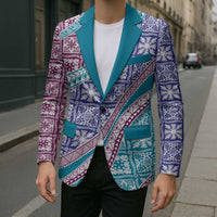 Hawaiian Quilt Pattern Blazer Purple Blue Color Mixed LT01 - Polynesian Pride