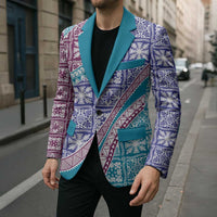 Hawaiian Quilt Pattern Blazer Purple Blue Color Mixed LT01 - Polynesian Pride