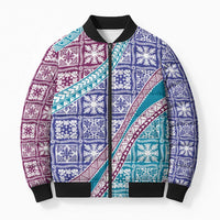 Hawaiian Quilt Pattern Bomber Puffer Jacket Purple Blue Color Mixed LT01 Unisex Purple - Polynesian Pride