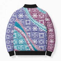 Hawaiian Quilt Pattern Bomber Puffer Jacket Purple Blue Color Mixed LT01 - Polynesian Pride