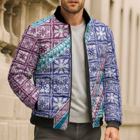Hawaiian Quilt Pattern Bomber Puffer Jacket Purple Blue Color Mixed LT01 - Polynesian Pride