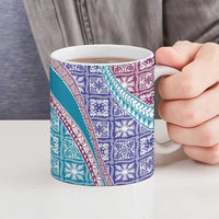 Hawaiian Quilt Pattern Ceramic Mug Purple Blue Color Mixed - Polynesian Pride