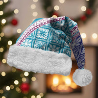 Hawaiian Quilt Pattern Christmas Santa Hat Purple Blue Color Mixed LT01 With Fur Purple - Polynesian Pride