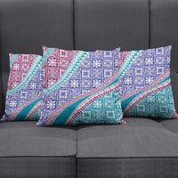 Hawaiian Quilt Pattern Pillow Cover Purple Blue Color Mixed - Polynesian Pride