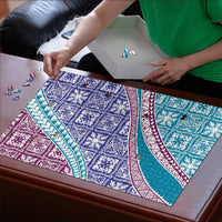 Hawaiian Quilt Pattern Puzzle Purple Blue Color Mixed LT01 - Polynesian Pride