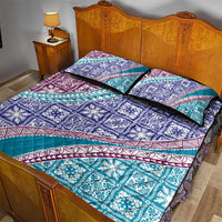 Hawaiian Quilt Pattern Quilt Bed Set Purple Blue Color Mixed - Polynesian Pride