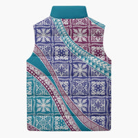 Hawaiian Quilt Pattern Sleeveless Puffer Jacket Purple Blue Color Mixed LT01 - Polynesian Pride