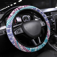 Hawaiian Quilt Pattern Steering Wheel Cover Purple Blue Color Mixed - Polynesian Pride