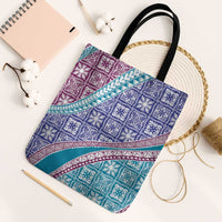 Hawaiian Quilt Pattern Tote Bag Purple Blue Color Mixed LT01 Black Strap One Size Purple - Polynesian Pride