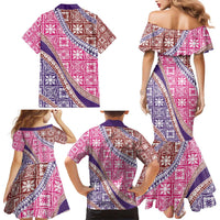Hawaiian Quilt Pattern Family Matching Mermaid Dress and Hawaiian Shirt Sweet Color Mixed - Polynesian Pride