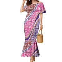 Hawaiian Quilt Pattern Family Matching Mermaid Dress and Hawaiian Shirt Sweet Color Mixed - Polynesian Pride