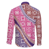 Hawaiian Quilt Pattern Family Matching Off Shoulder Short Dress and Hawaiian Shirt Sweet Color Mixed - Polynesian Pride