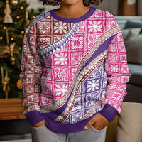 Hawaiian Quilt Pattern Kid Ugly Christmas Sweater Sweet Color Mixed - Polynesian Pride