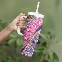 Hawaiian Quilt Pattern Tumbler With Handle Sweet Color Mixed - Polynesian Pride