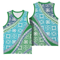Hawaiian Quilt Pattern Basketball Jersey Fresh Color Mixed - Polynesian Pride