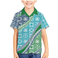 Hawaiian Quilt Pattern Family Matching Mermaid Dress and Hawaiian Shirt Fresh Color Mixed - Polynesian Pride