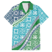 Hawaiian Quilt Pattern Family Matching Off Shoulder Short Dress and Hawaiian Shirt Fresh Color Mixed - Polynesian Pride