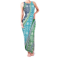 Hawaiian Quilt Pattern Family Matching Tank Maxi Dress and Hawaiian Shirt Fresh Color Mixed - Polynesian Pride